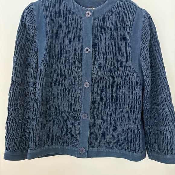 VTG Gene Ewing BIS M Wrinkled Rich Denim Jacket Blue California Sunwash Button - Picture 7 of 16